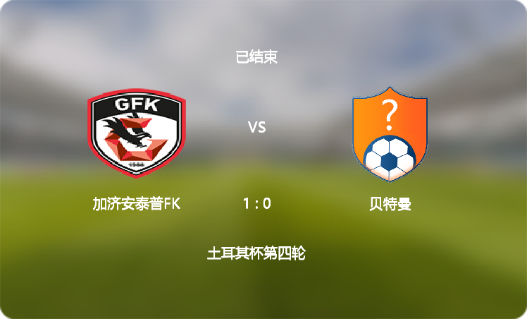 【土耳其杯】加济安泰普FK(1 : 0)贝特曼,比赛战报(2024年12月06日)